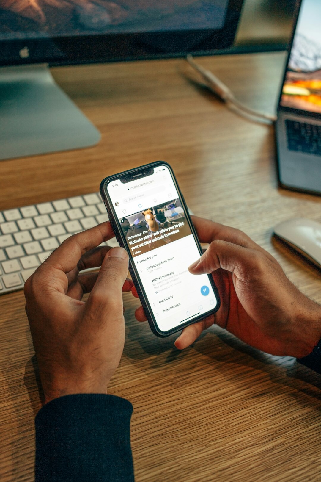 person using financial app on phone