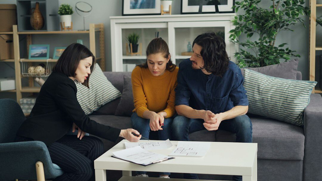 family reviewing insurance papers